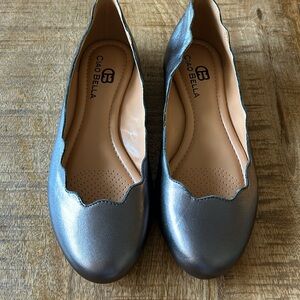 Ciao Bella Pewter Leather Ballet Flats